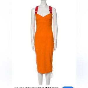 Ted Baker Square Neckline Midi Length Dress Size 1